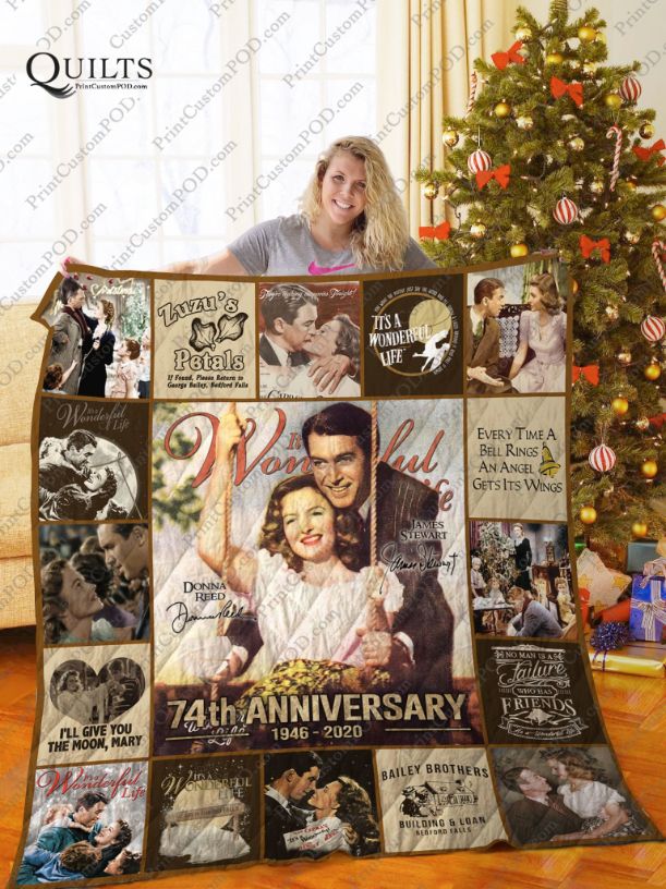 It's A Wonderful Life 74th Anniversary Quotes Collection Quilt Blanket Classic Movie Bedding Set