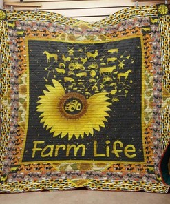 J2909 86o36 Farm Sunflower Quilt Blanket - Rustic and Cozy Blanket for Your Home