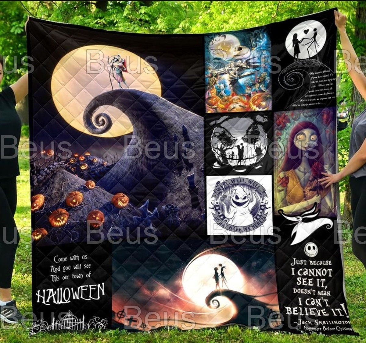 Jack Skellington Love Sally The Nightmare Before Christmas Quilt Blanket - Soft and Cozy Blanket for Movie Fans