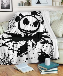 Jack Skellington Paint Flakes Fleece Blanket, Premium Comfy Sofa Throw Blanket Gift with Tim Burton's Art Style