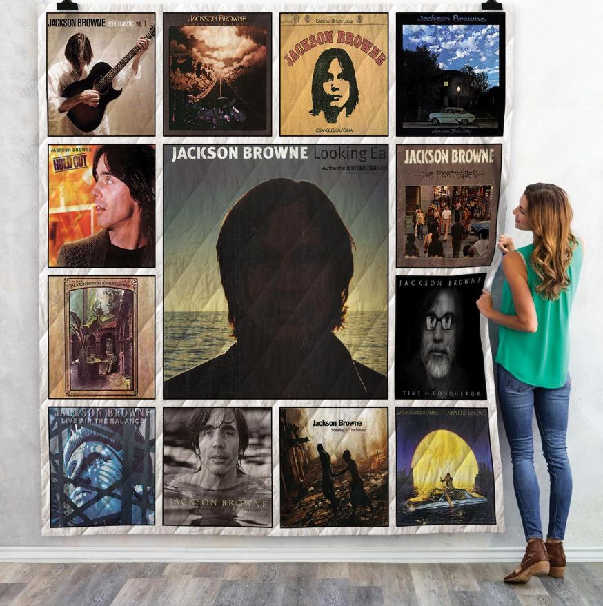 Jackson Browne best album quilt blanket, featuring album graphics