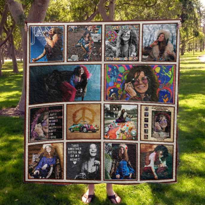 Janis Joplin Collected on Hippie Quilt Bedding Set for Fans