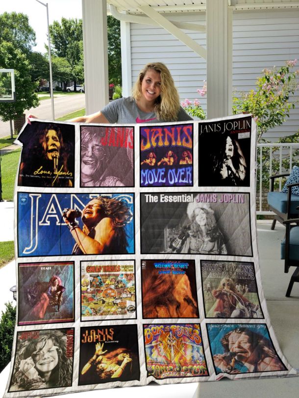 Janis Joplin Music Album Collected Quilt Blanket with Musician Theme