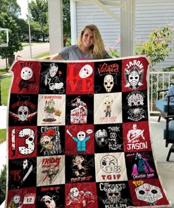 Jason TGIF Friday the 13th Collection Quilt Blanket - Spooky Blanket for Horror Movie Fans