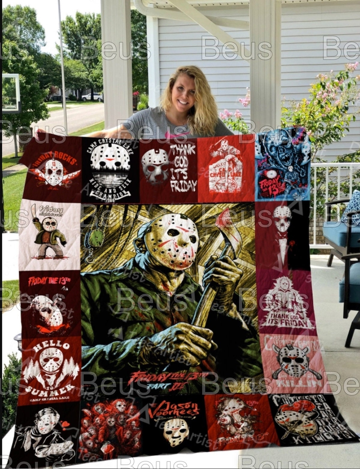 Jason Voorhees Scary Movie Halloween Friday The 13th Quilt with a Twist