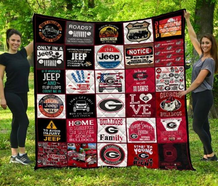 Jeep-Style Georgia Bulldogs Ncaa Quilt Bedding Set