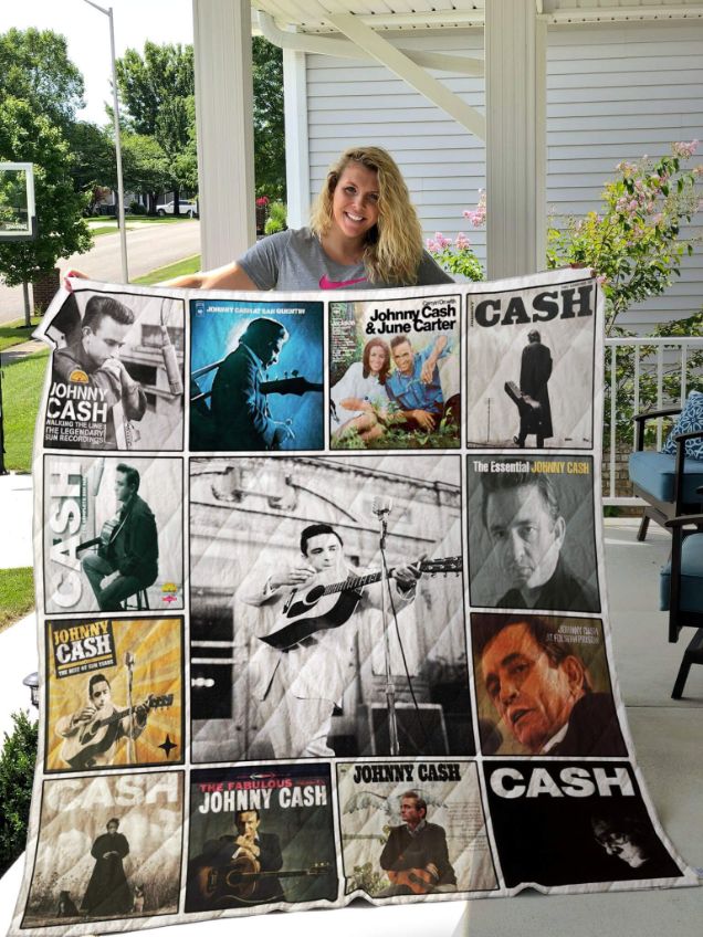 Johnny Cash Albums Collection Quilt Blanket - Vintage Johnny Cash Album Collection Quilt Bedding Set