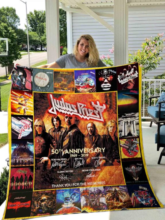Judas Priest Memories 50th Anniversary Quilt Blanket - A Must-Have for Rock Fans