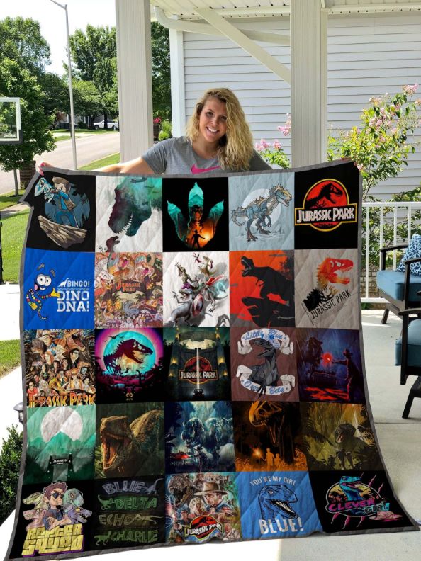 Jurassic Park Graphics Quilt Bed Set for Boys with Quilt Blanket