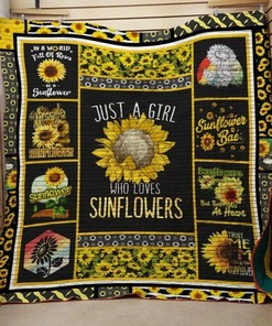 Just A Girl Sunflower Quilt Blanket - Empowering Gift for a Strong Woman