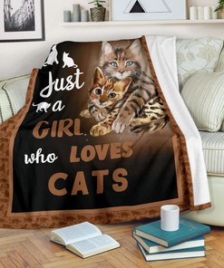 Just A Girl Who Loves Cats Fleece Blanket Bed Set for Teens