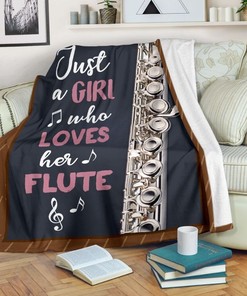Just A Girl Who Loves Her Flute Flecee Fleece Quilt Bedding Set - Perfect Gift For Musical Talent