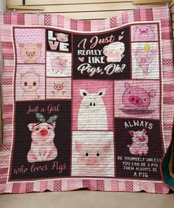 Just A Girl Who Loves Pigs Quilt Bedding Set - Lovely Gifts for Animal Lovers
