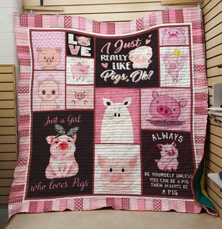 Just A Girl Who Loves Pigs Quilt Bedding Set - Lovely Gifts for Animal Lovers
