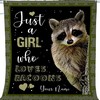 Just A Girl Who Loves Raccoons Fleece Quilt Blanket Bed Set for Girls who Love Racoon
