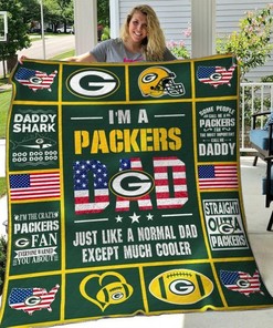 Just Like A Normal Dad Except Much Cooler Green Bay Packers Quilt Bedding Set for Sports Fans