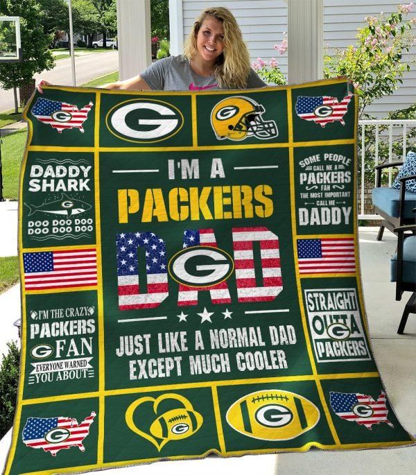 Just Like A Normal Dad Except Much Cooler Green Bay Packers Quilt Bedding Set for Sports Fans
