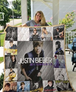 Justin Bieber Old Albums For Girls Ver Collection Quilt Blanket, Honoring the Canadian Pop Superstar