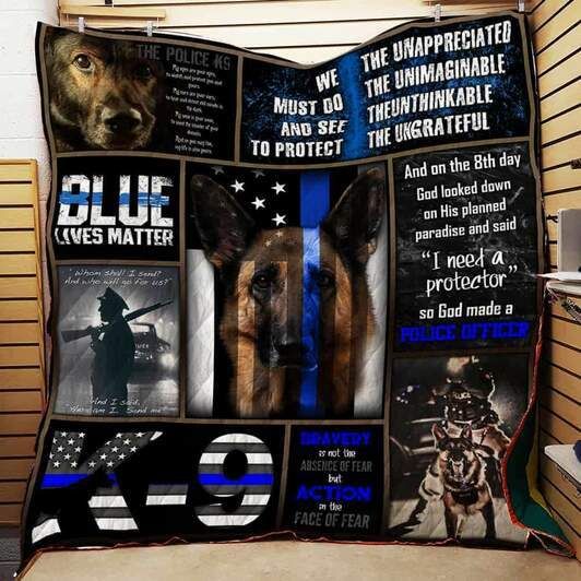 K-9 Police Officer Blue Lives Matter Quilt Bedding Set - Show your support for law enforcement quilt bedding set.