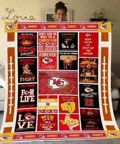 Kansas City Chiefs Logos Quilt Blanket for NFL Fans