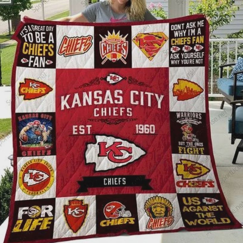 Kansas City Chiefs fans, add this collected collection quilt blanket to your room decor