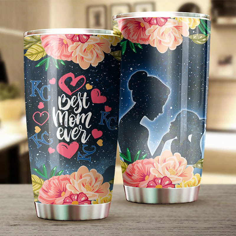 Kansas City Royals MLB Tumbler - Best Mom Ever Flower Edition - Image 2