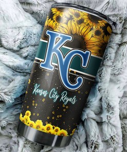 Kansas City Royals MLB Tumbler with Beautiful Sunflower Design