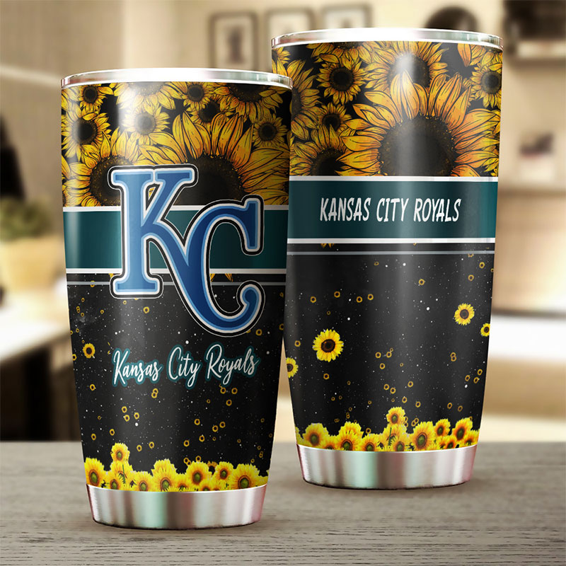 Kansas City Royals MLB Tumbler with Beautiful Sunflower Design - Image 2