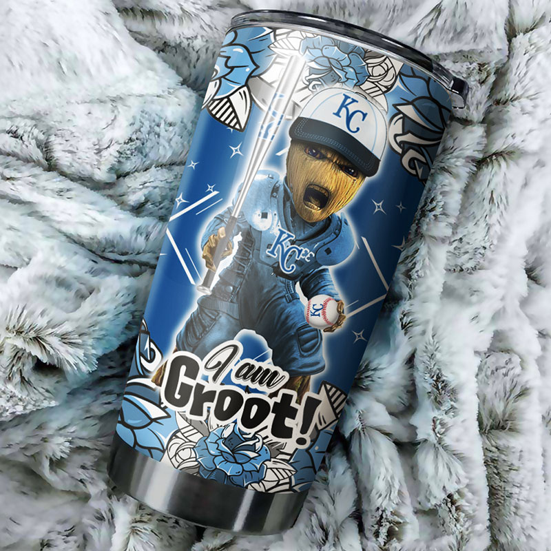 Kansas City Royals MLB Tumbler with I Am Groot quote and personalized design