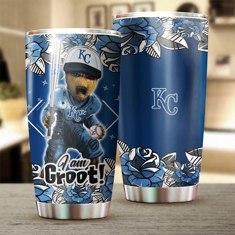 Kansas City Royals MLB Tumbler with I Am Groot quote and personalized design - Image 2