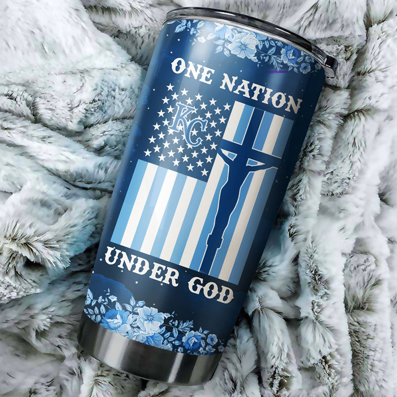 Kansas City Royals MLB Tumbler with One Nation Under God Design for Baseball Fans and MLB Logo
