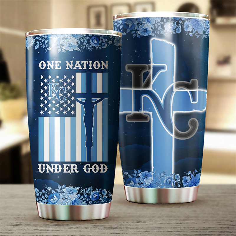 Kansas City Royals MLB Tumbler with One Nation Under God Design for Baseball Fans and MLB Logo - Image 2