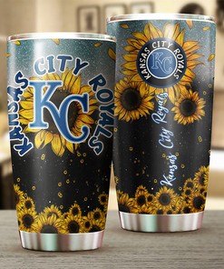 Kansas City Royals MLB Tumbler with Sunflower Design