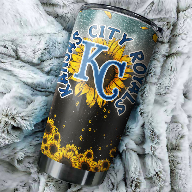 Kansas City Royals MLB Tumbler with Sunflower Design - Image 2