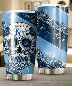 Kansas City Royals MLB Tumbler with skull design and personalized MLB logo