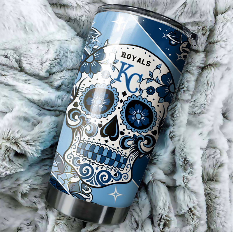 Kansas City Royals MLB Tumbler with skull design and personalized MLB logo - Image 2
