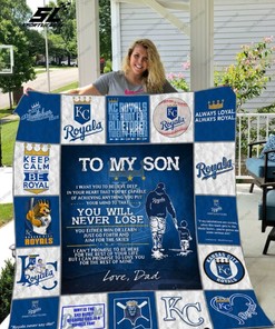Kansas City Royals To My Son Love Dad Quilt Blanket for Baseball Fans