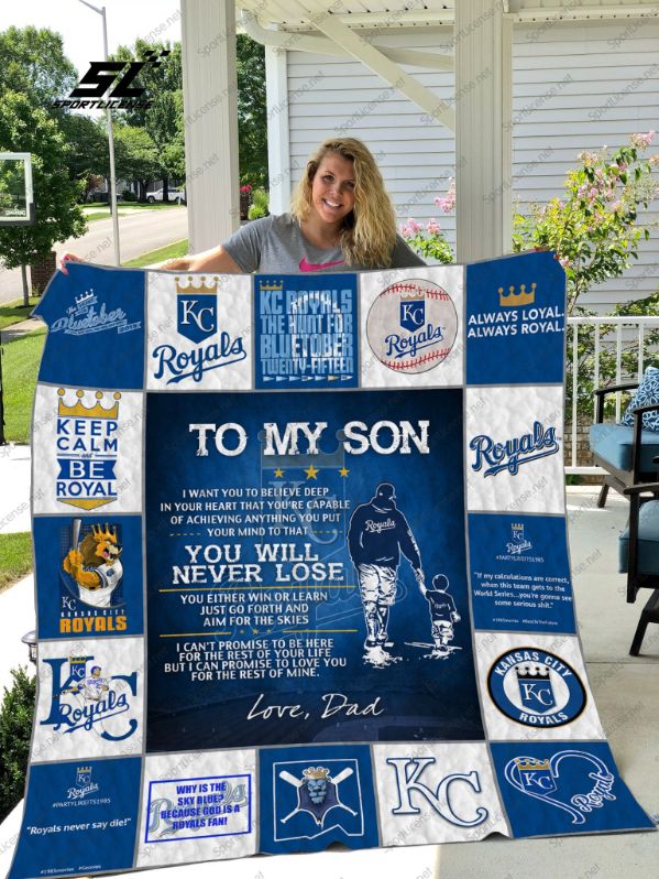 Kansas City Royals To My Son Love Dad Quilt Blanket for Baseball Fans