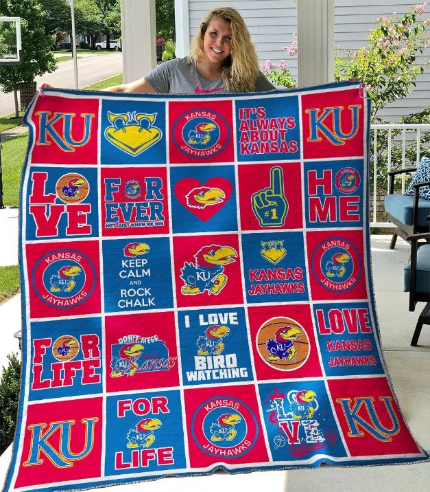 Kansas Jayhawks Quilt Blanket B100608 - Kansas Jayhawks Sports Team Quilt Bedding Set