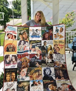Katharine Hepburn Actress Collected Quilt Blanket - Classic Hollywood Tribute Bedding