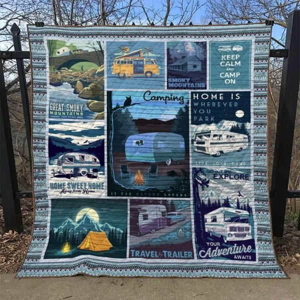 Keep Calm And Camp On Quilt Blanket - Camping Lovers Will Enjoy this Keep Calm Quilt Bedding Set