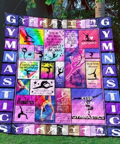 Keep Calm And Do Gymnastics Quilt Blanket for Gym Lovers