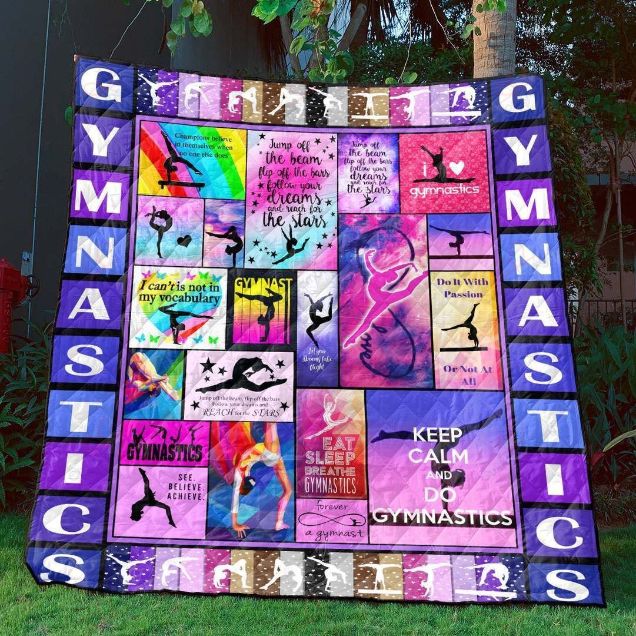 Keep Calm And Do Gymnastics Quilt Blanket for Gym Lovers