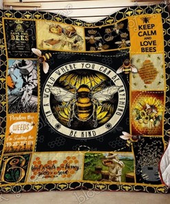 Keep Calm And Love Bees Perfect Gifts For Bee Lover Quilt Blanket with Quotes, Cute Bed Set