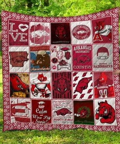 Keep Calm NCAA Arkansas Razorbacks Combined Quilt Bedding Set
