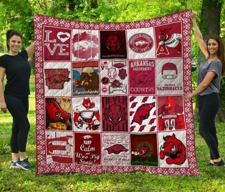 Keep Calm NCAA Arkansas Razorbacks Combined Quilt Bedding Set