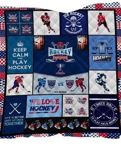 Keep Calm and Play Hockey Quilt Blanket - Show Your Love for the Sport