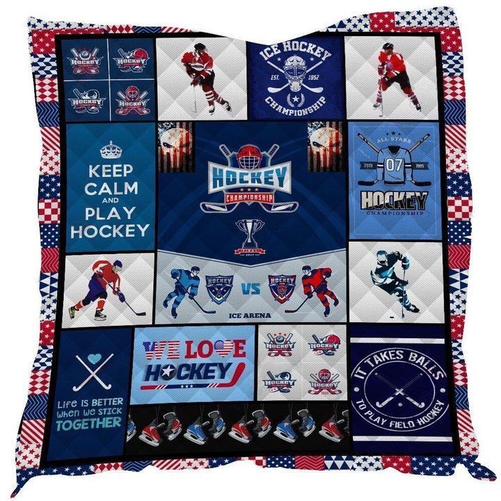 Keep Calm and Play Hockey Quilt Blanket - Show Your Love for the Sport