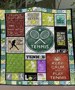 Keep Calm and Play Tennis Quilt Blanket with Inspirational Quote and Comfortable Material
