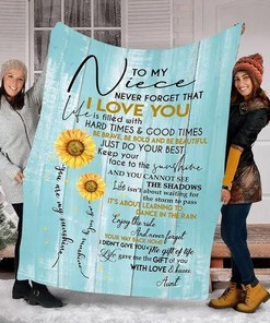 Keep Your Face to the Sunshine Printed Blanket - Gift from Aunt to Niece with Sunflower Design